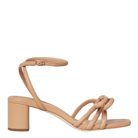 Loeffler Randall Mikel Tan Knotted Bow Block Heel Sandals shoes Sand nude 8.5 - Picture 7 of 7